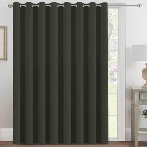Blackout Patio Curtains 100 x 96 Inches for Sliding Door Extral Wide Blackout Curtain Panels Thermal Insulated Room Divider (100"W x 96"L (Pack of 1) / Olive)