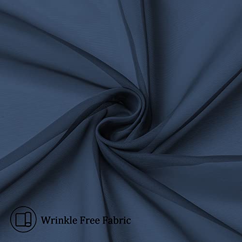 Aiyufneg Small Sheer Tier Curtains Half Kitchen Curtain Sheers (40"W x 24"L (Pack of 2) / Navy Blue)
