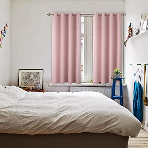 Short Curtains for Small Window 45 Inch Long (Baby Pink / 52"W x 45"L (Pack of 2))