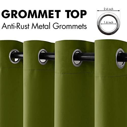 Moss Green Blackout Bedroom Curtains 63 Inch Long Light Blocking (Moss Green / 42"W x 63"L (Pack of 2))