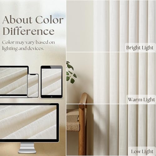 Pinch Pleated Linen 36 Inch Length Kitchen Curtains 2 Panels Set (Natural / 40"W x 36"L (Pack of 2))