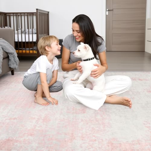 Area Rug Living Room (Pink White / 4' x 6' (Rectangular))