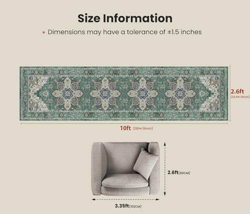 Amada 2'6"x10' Washable Runner Rug for Hallway (2'6" x 10' (Runner) / Dark/Green)
