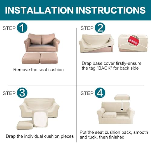 3 Piece Sofa Covers for 2 Cushion Couch Sofa Slipcover Soft Couch Cover for Dogs (Sofa (2 Cushion) / Biscotti Beige)