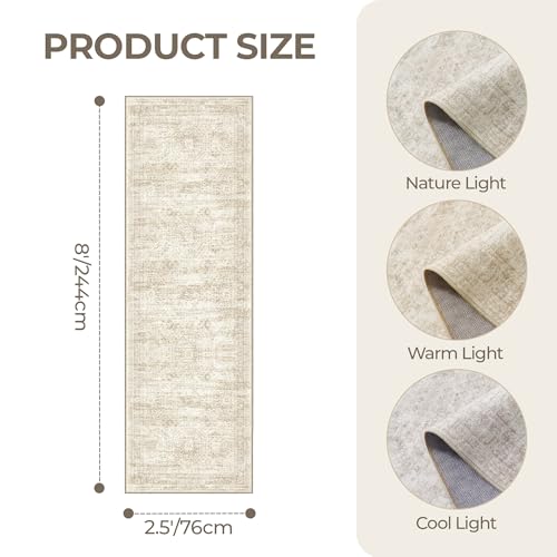 2'6 x 8' Runner Rug Non Slip (Beige/Ivory / 2'6" x 8' (Runner))
