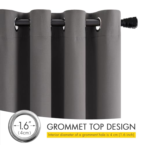 Grey Blackout Bedroom Curtains Drapes 96 Inch Long 52"x96" (Grey / 52"W x 96"L (Pack of 2))