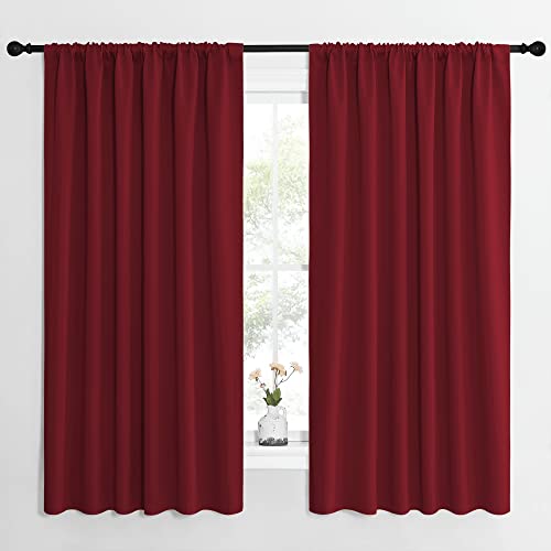 Christmas Patio Door Blackout Curtains (Burgundy Red / 62"W x 63"L (Pack of 2))