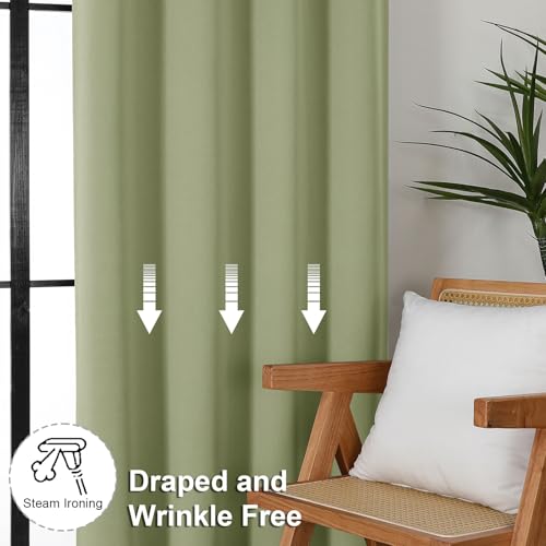 Sage Green Blackout Curtains for Bedroom 102 Inches Long 2 Panels (Sage Green / 50"W x 102"L (Pack of 2))