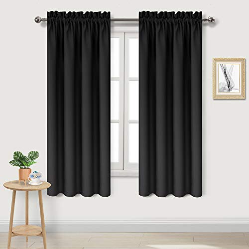 Blackout Curtains for Bedroom Living Room 42 x 63 Inch Long Black (Black / 42"W x 63"L (Pack of 2))