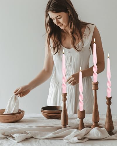 Teal Spiral Taper Candles Twisted Candle Conical Stick Candles for Holiday Wedding Party Wax Unscented Dinner Candle Dripless (Teal-10")