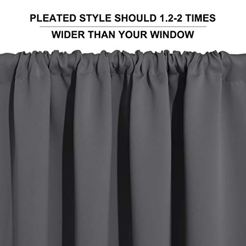 Short Blackout Curtains for Small Window Kitchen Bathroom Cafe RV (Grey / 52"W x 36"L (Pack of 2))