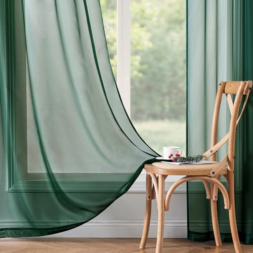 Hunter Green Sheer Curtains 54 X 54 Inches (Hunter Green / 54"W x 54"L (Pack of 2))