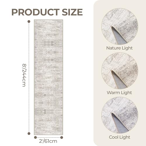 2x8 Runner Rug Non Slip (Brown/Grey/Ivory / 2' x 8' (Runner))
