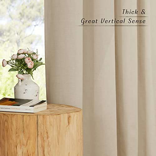 Rustic Linen 132 inch Long Curtains for Living Room (Angora / 55"W x 132"L (Pack of 2))