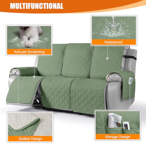 Waterproof Recliner Couch Covers Washable (Bean Green / 3 Seater)