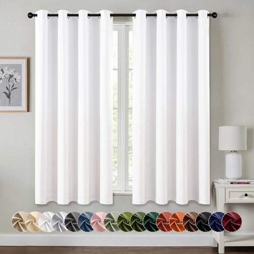 Blackout Curtains for Bedroom 2 Panels 50 x 63 Inch Long Pure White (Pure White / 50"W x 63"L (Pack of 2))