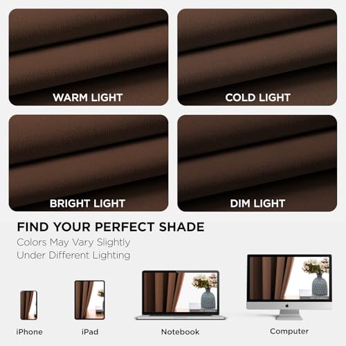 Blackout Curtains 120 inches Long 2 Panels Set (Brown / 52"W x 120"L (Pack of 2))