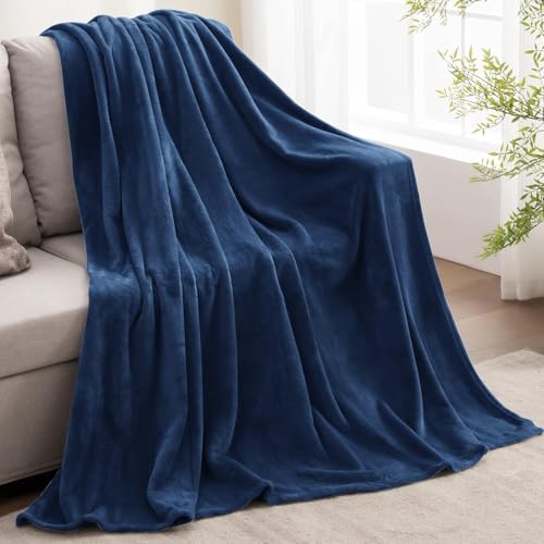 Fleece Blanket Soft Plush Full Bed Blanket Navy 84"x90" (Navy / Full(84"x90"))