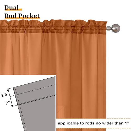 Orange Sheer Curtains 84 Inches Long 2 Panels Set (40"W x 84"L (Pack of 2) / Orange)