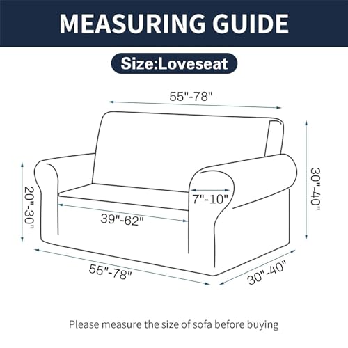 2026 New Stretch Loveseat Sofa Slipcovers Couch Cover for 2 Cushion Furniture Protector Sofa Covers with Elastic Bottom Jacquard Fabric Small Checks for Pets (Classic Blue / Loveseat)