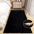 Black Fluffy Rug for Bedroom Shag Rug Washable Carpet Faux Rabbit Fur Rugs for Living Room Hallway Teen Room Décor Nursery Rugs Runner 2x6 (2' x 6' (Rectangular) / Black)