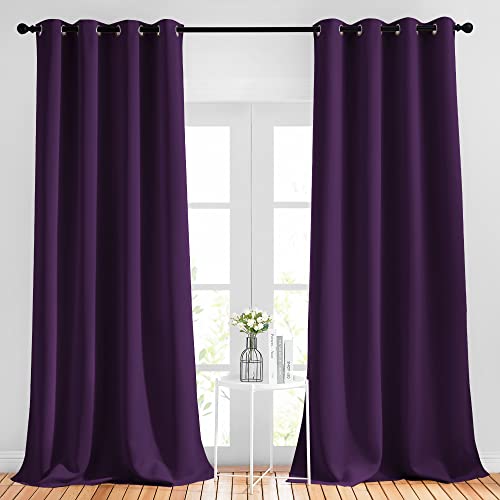 Insulated Curtains Blackout Draperies (Royal Purple / 52"W x 95"L (Pack of 2))
