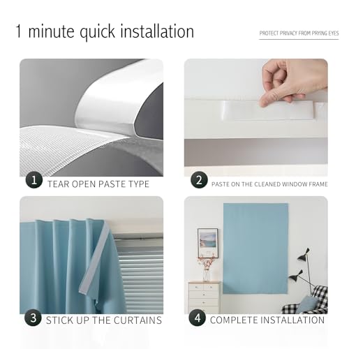 Self Adhesive Curtains (59"W x 71"L (Pack of 1) / Lake Blue)