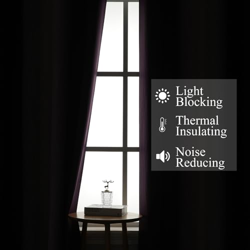 Black and Purple Ombre Blackout Curtains 102 Inch Length (Black and Purple / 52"W x 102"L (Pack of 2))