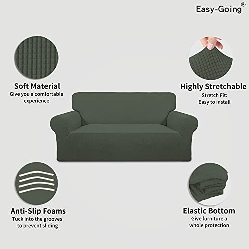 Stretch Oversized Loveseat Couch Covers Washable Olive Green (Medium-XL Loveseat / Olive Green)