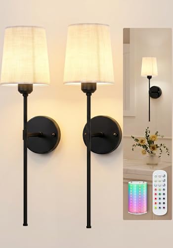 Rechargeable Wall Lights Set of 2 (Black / 24 inches)