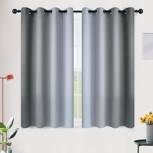 Ombre Grey to Grey White Curtains for Living Room 52Wx45L (52"W x 45"L (Pack of 2) / Grey)