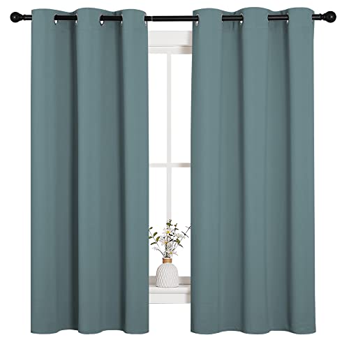 Modern Blackout Curtains Noise Reducing (Greyish Blue / 42"W x 54"L (Pack of 2))