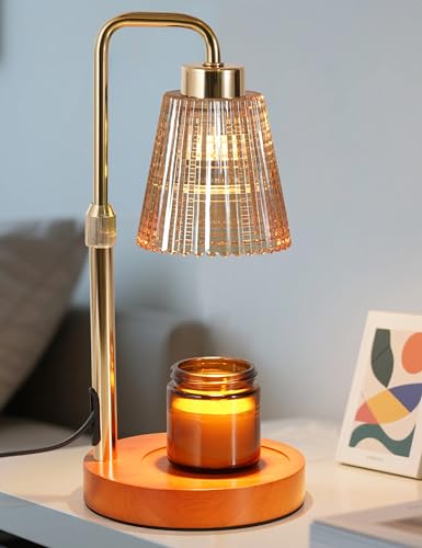 Modern Candle Warmer Lamp with 24h Cycle Timer (Dark wood)