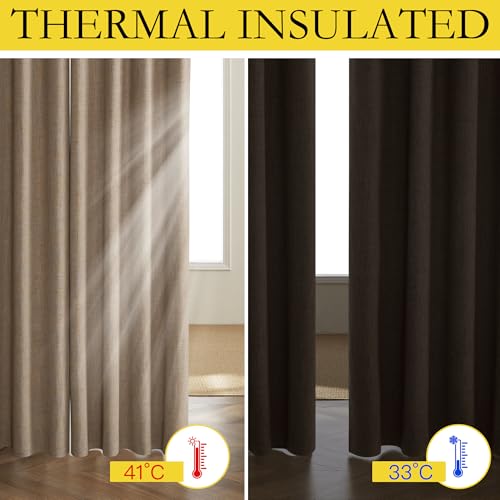 Burlap Blackout Curtains for Dining Room 52" w x 84" L 2 Panels (52"W x 84"L (Pack of 2) / Burlap)