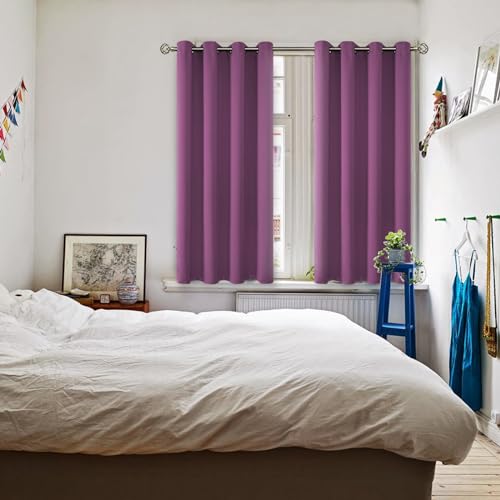 Eggplant Purple Blackout Curtains for Bedroom 45 Inch (Eggplant Purple / 52"W x 45"L (Pack of 2))