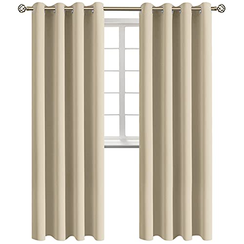 Beige Room Darkening Long Curtains for Living Room (Beige / 52"W x 120"L (Pack of 2))