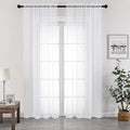 White Sheer Curtains 96 inches Long 2 Panels Set (White / 42"W x 96"L (Pack of 2))