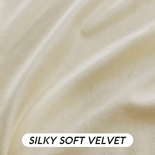 Beige Velvet Curtains 72 inches with Hook Belt (Beige / 52"W x 72"L (Pack of 2))