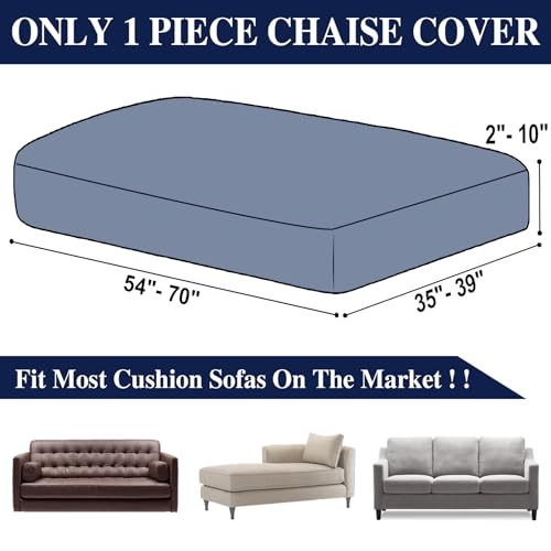 Couch Cushion Cover for Chaise Lounge & Sofa (Navy / Chaise Cover)