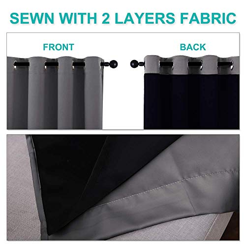 Grey Blackout Curtains for Bedroom 37" Wide x 40" Long 2 Panels (Grey / 37"W x 40"L (Pack of 2))