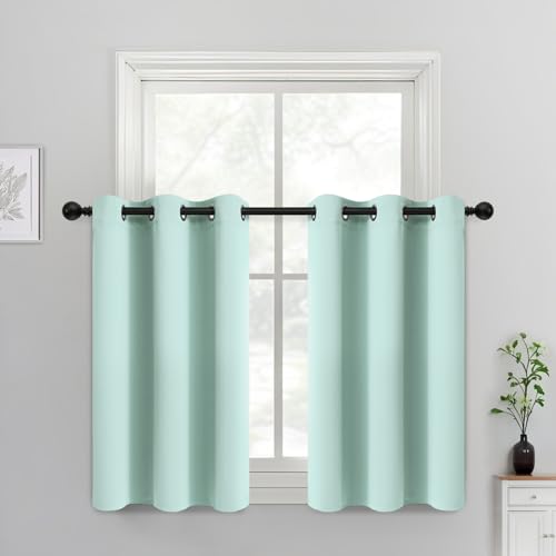 Blackout Curtains 38x36 inch Aqua Thermal Drapes (Aqua / 38"W x 36"L (Pack of 2))