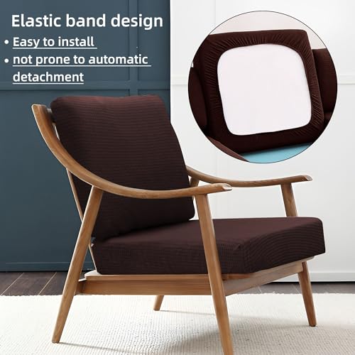 12PCS Patio Cushion Covers.Patio Furniture Couch SeatSlipcovers (Brown / 12PCS)