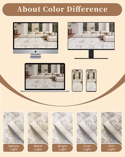 3x5 Area Rugs for Entryway (Brown/Ivory / 3' x 5' (Rectangular))