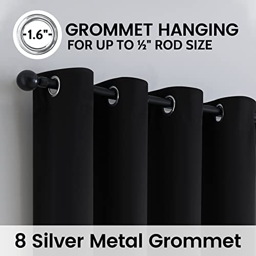 Black 100% Blackout Curtains Room Darkening Living Room 72 Inch (Black / 52"W x 72"L (Pack of 2))