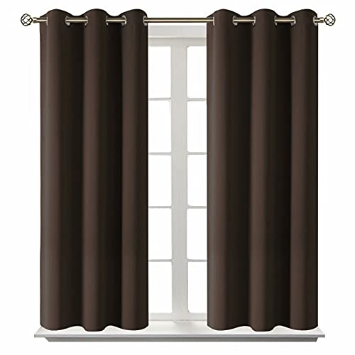 Short Curtains for Small Window 54 Inch Long (Brown / 38"W x 54"L (Pack of 2))