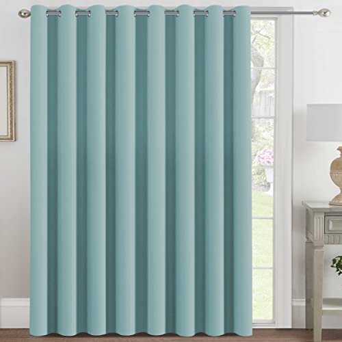 Blackout Patio Curtains 100 x 108 Inches for Sliding Door Extral Wide Blackout Curtain Panels Thermal Insulated Room Divider (100"W x 108"L (Pack of 1) / Mineral Blue)