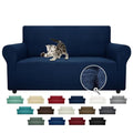 Super Stretch Couch Cover Love Seat Sofa Covers for Living Room Dogs Pet Friendly Furniture Protector Spandex Loveseat Slipcovers with Anti Slip Foam Sticks (Navy Blue / Medium (57"-70"))