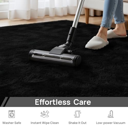 Large Shag Area Rugs 10 x 14 (Black / 10 x 14 ft)