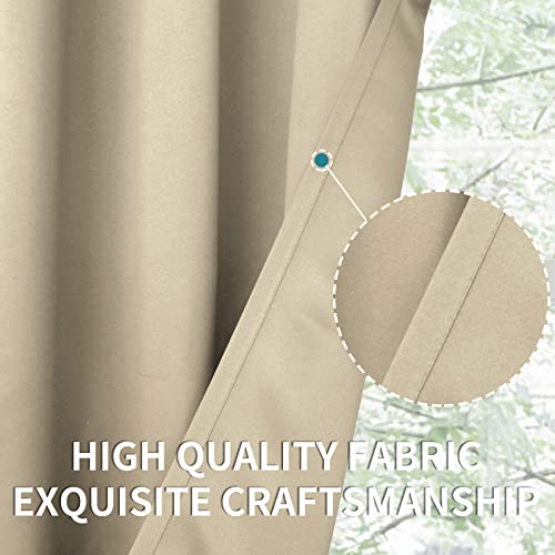 Beige Room Darkening Curtains 72 Inch for Bedroom (Beige / 52"W x 72"L (Pack of 2))