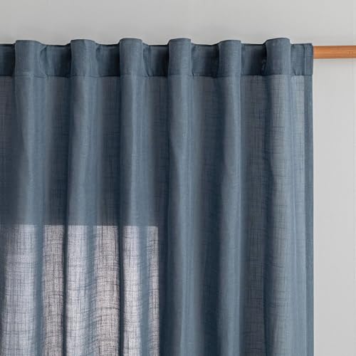 Living Room Curtains 90 Inches Long Farmhouse Light Filtering Privacy Curtain Drapes for Patio Door (50"W x 90"L (Pack of 2) / Dusty Blue-new)
